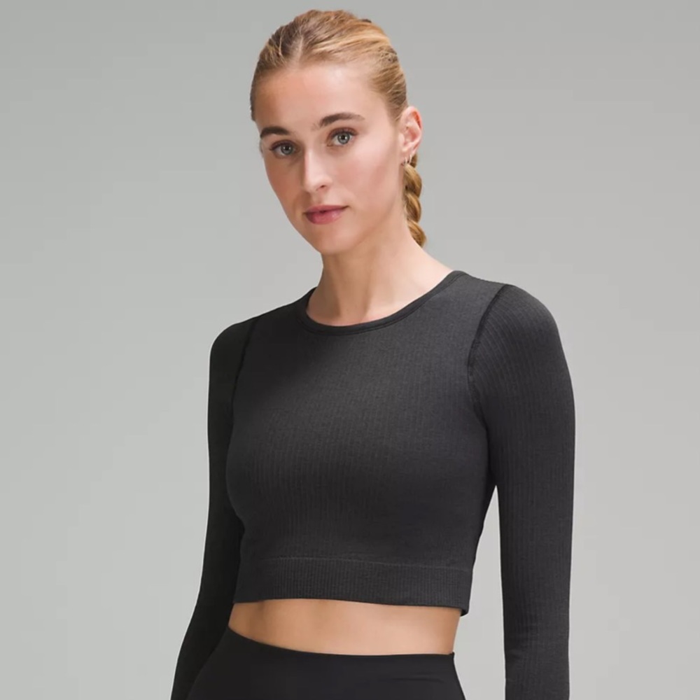 lululemon athletica Black Long Sleeve Crop Top